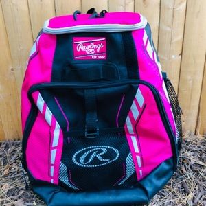 Lightly used pink Rawlings softball bag